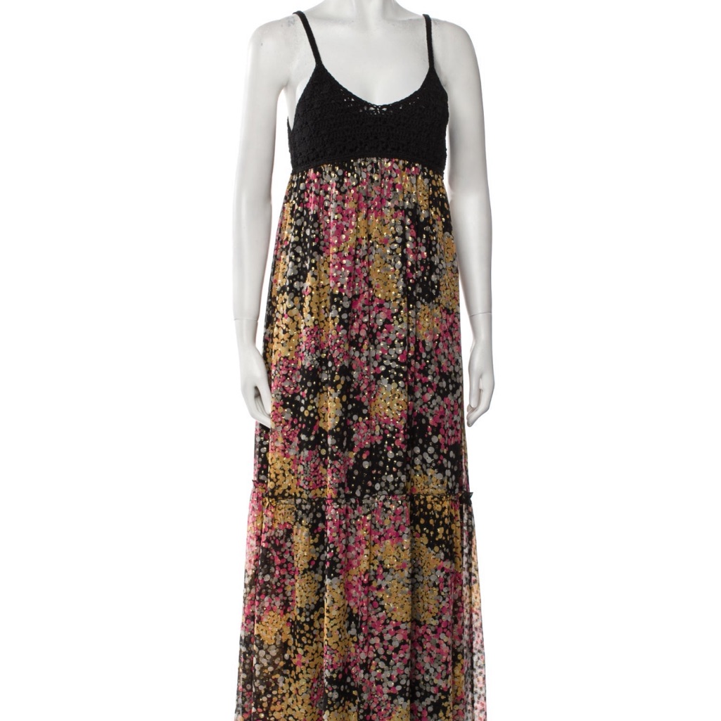 Missoni Black And Pink Tiered Sundress Maxi